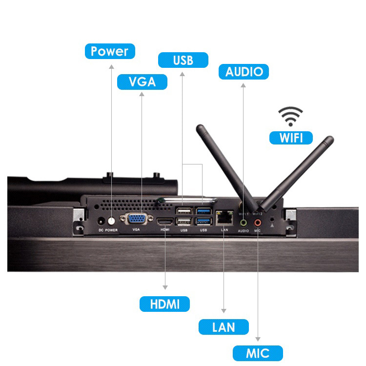 Black Interactive Whiteboard 75 Inch VGA Outputs For Business Efficiency