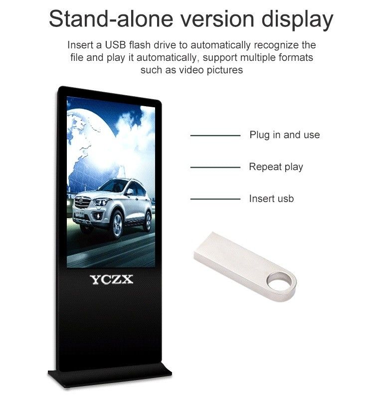 Android Floor Standing Touch Screen Kiosk Ultra Thin For Shopping Mall